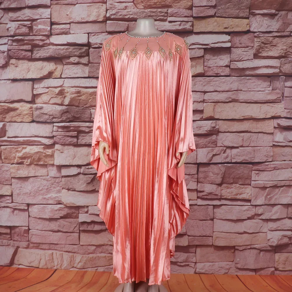 2024 Plus Size African Dresses for Women Summer Fashion Africa Long Sleeve Pleated Long Maxi Dress Gowns Kaftan Africa Clothing