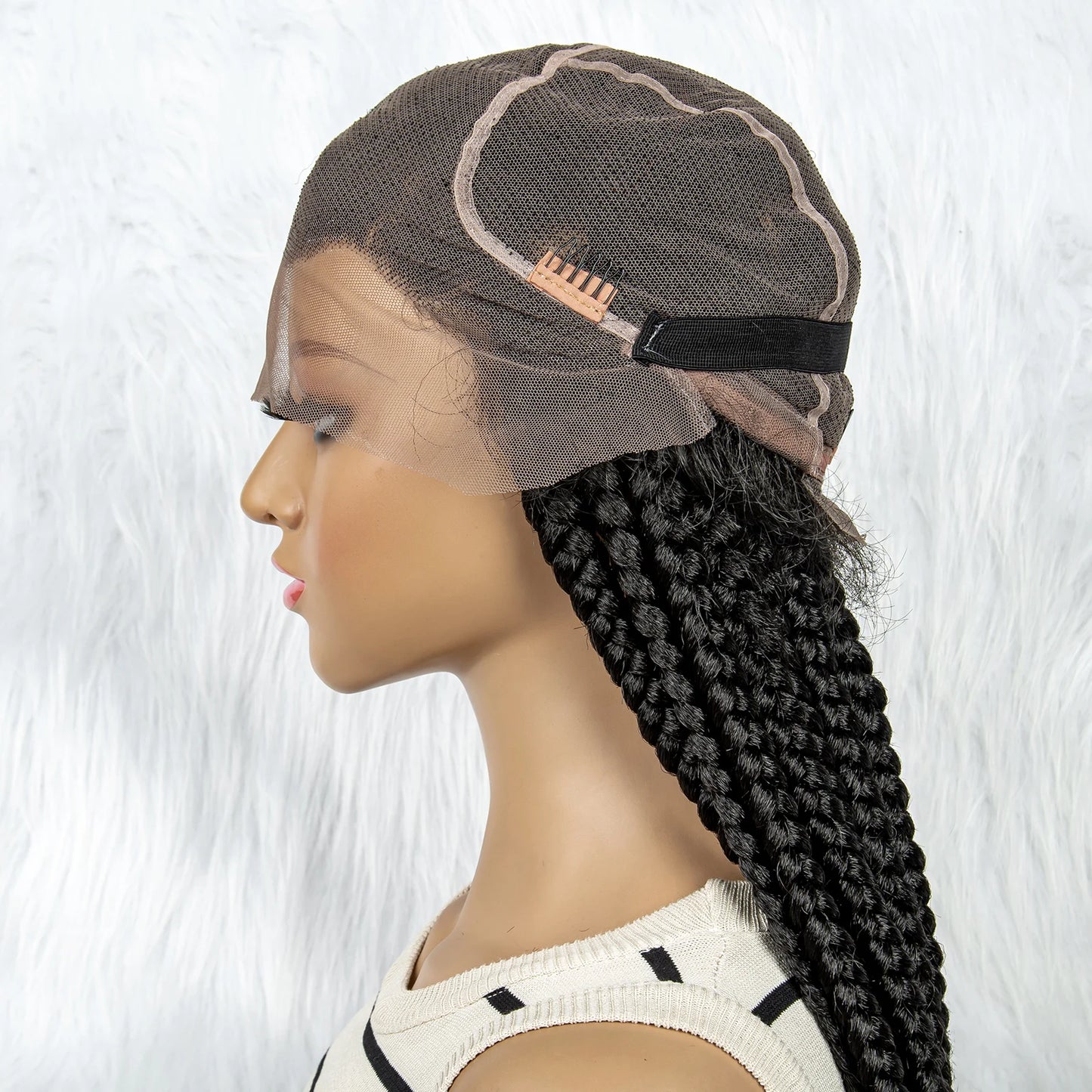 HD Full Lace Braided Wigs for Black Women Box Braids Synthetic Lace Front Wig Big Square Knotless Box Braids With Baby Hair
