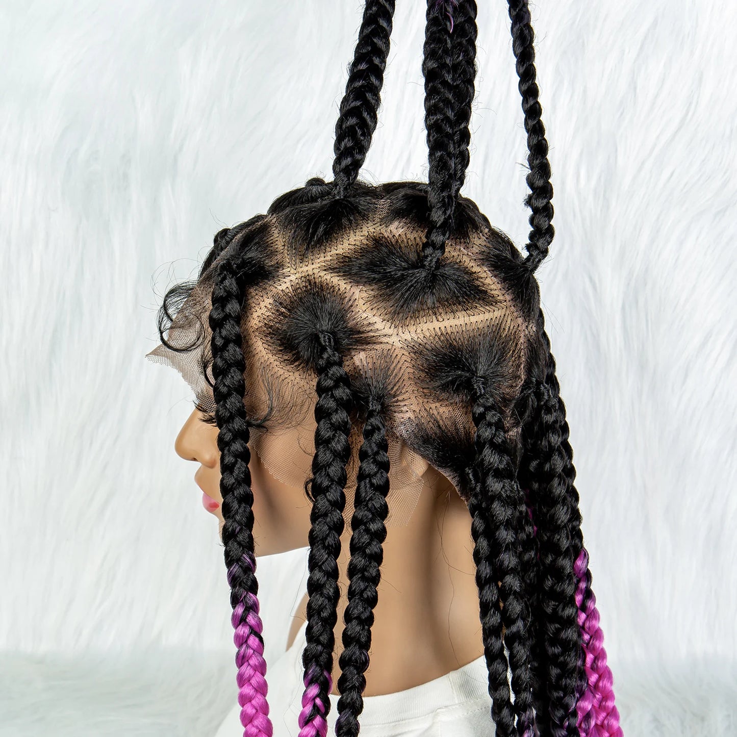 HD Full Lace Braided Wigs for Black Women Box Braids Synthetic Lace Front Wig Big Square Knotless Box Braids With Baby Hair