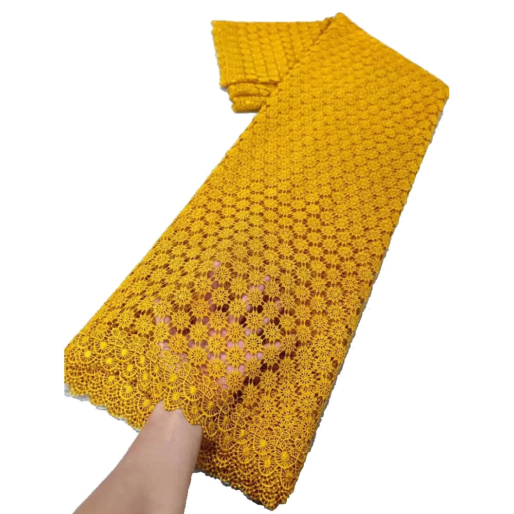 2025 Latest High Quality African Nigerian Water soluble  Damask Lace Fabric Embroidery Party Dress Sequins Cotton 5yards