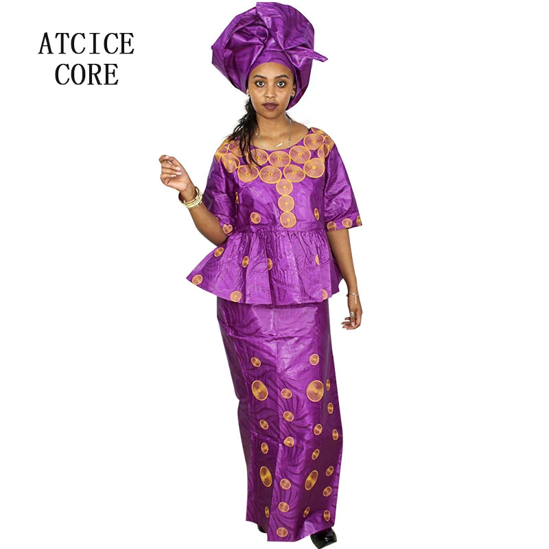 African Attire For Women Bazin Riche Embroidery Plus Size Elegant Party Church Dress