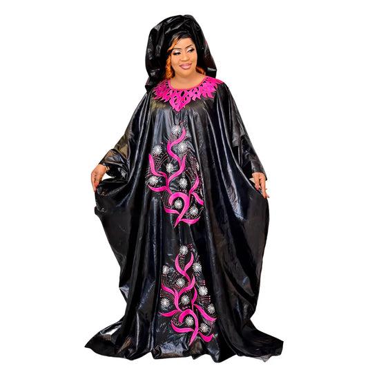 African Dre ss for Women Plus Si ze Embroidery Weddi ng Guest Long Maxi Dress with Scarf