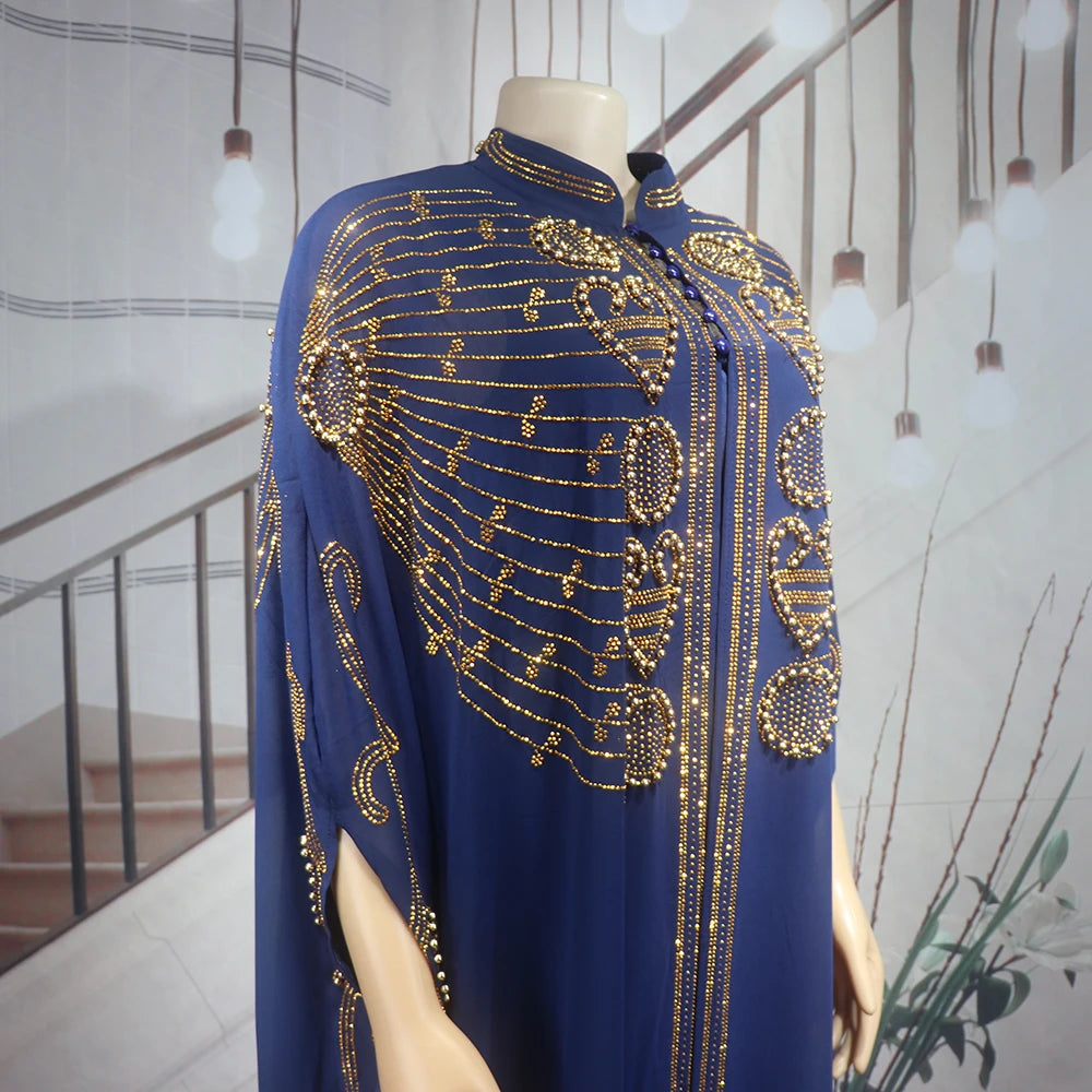 Elegant and beautiful BUBU two-piece dress african women dresses chiffon african dress rhinestone robe soirée femme luxe