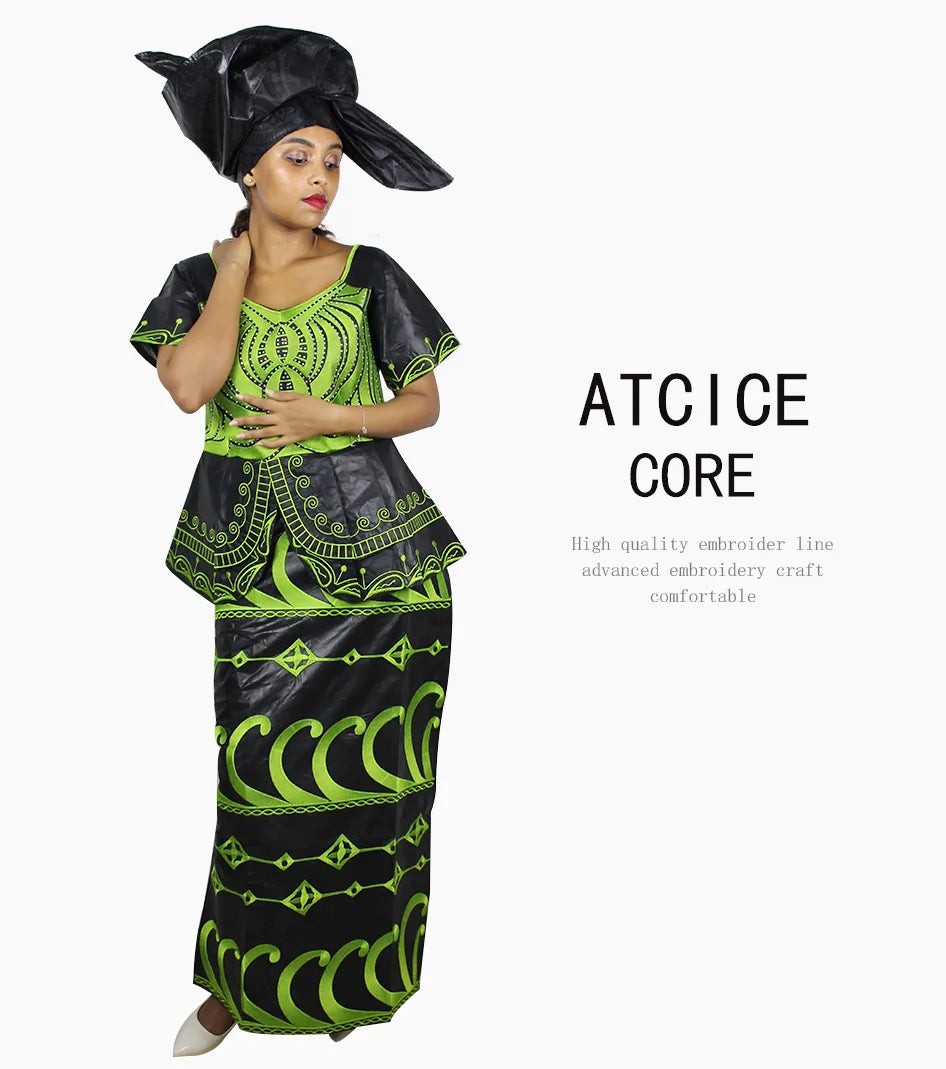 African Dre ss for Women Plus Si ze Embroidery Weddi ng Guest Long Maxi Dress with Scarf