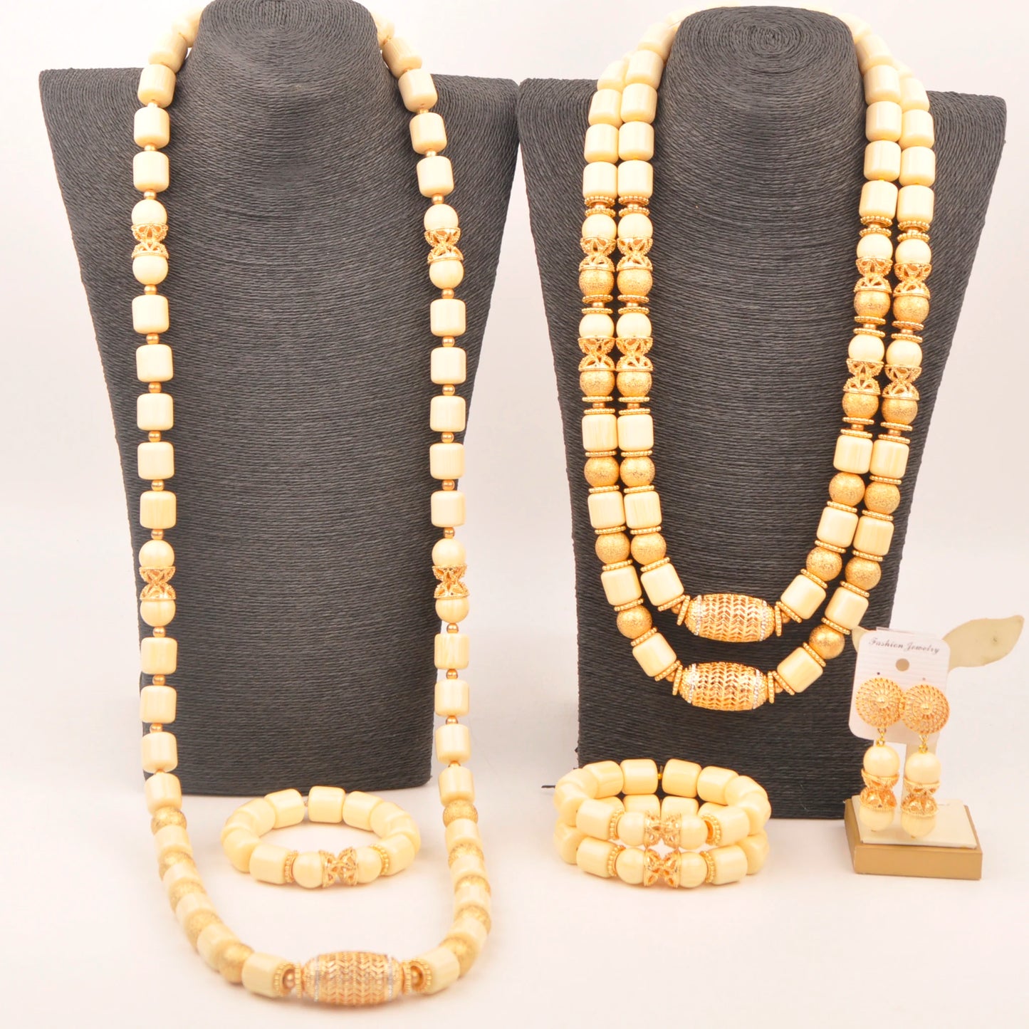 Orange Nigerian Artificial Coral Bead Necklace African Jewelry Sets