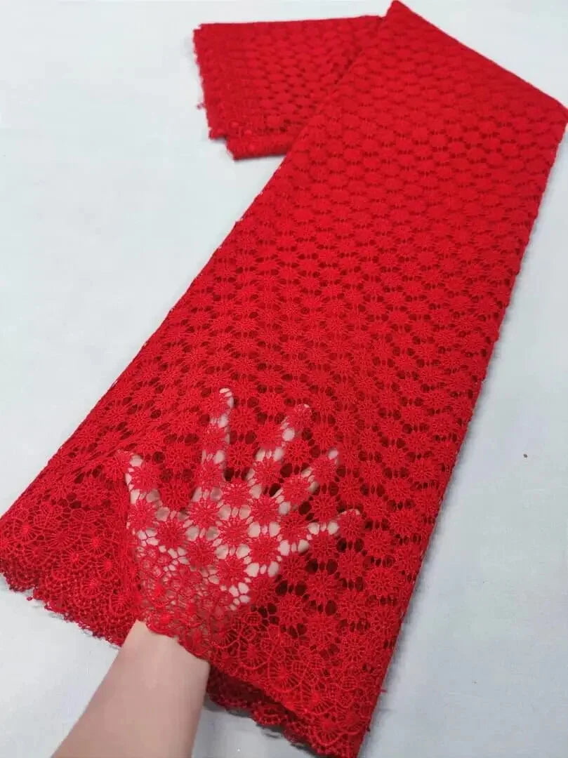 2025 Latest High Quality African Nigerian Water soluble  Damask Lace Fabric Embroidery Party Dress Sequins Cotton 5yards