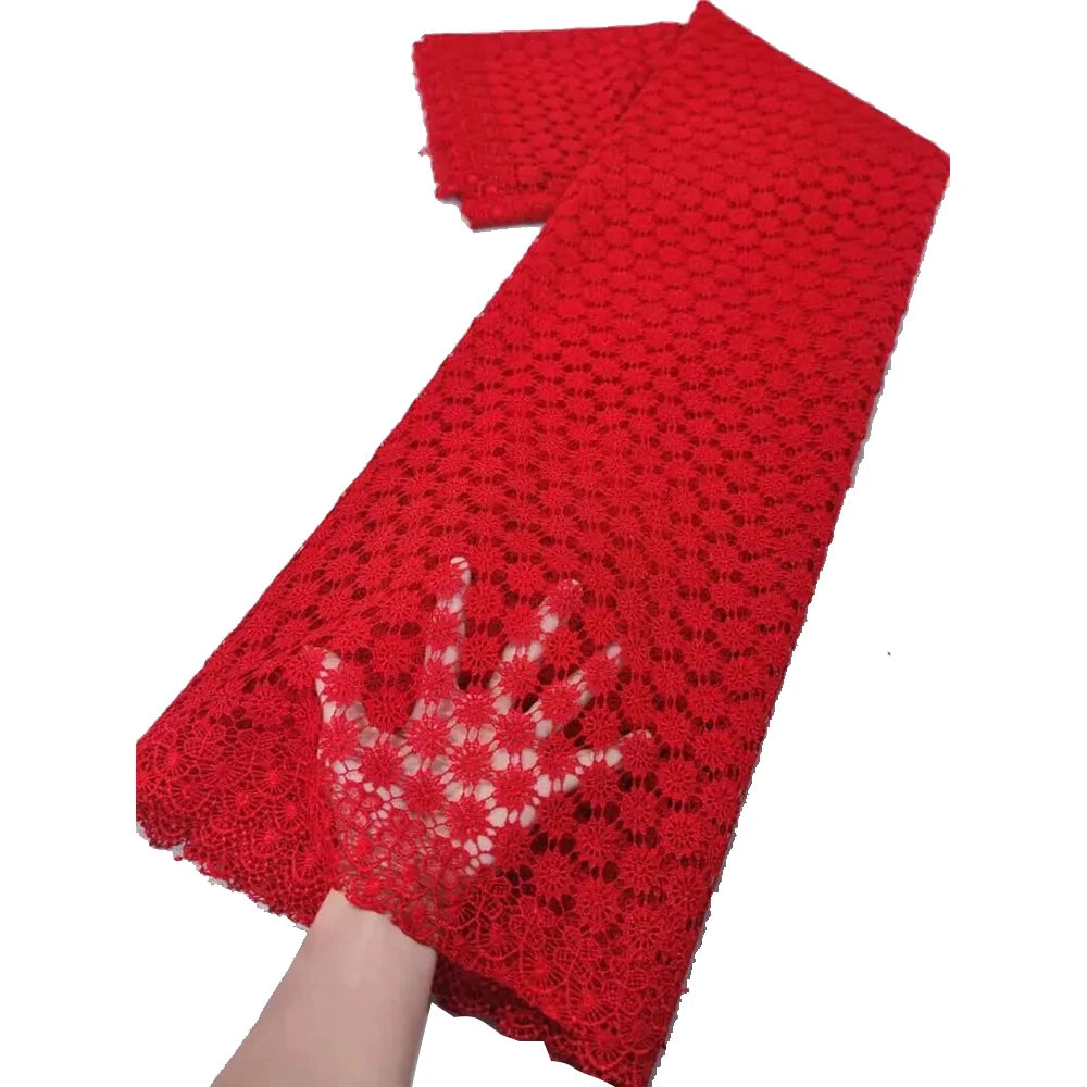 2025 Latest High Quality African Nigerian Water soluble  Damask Lace Fabric Embroidery Party Dress Sequins Cotton 5yards