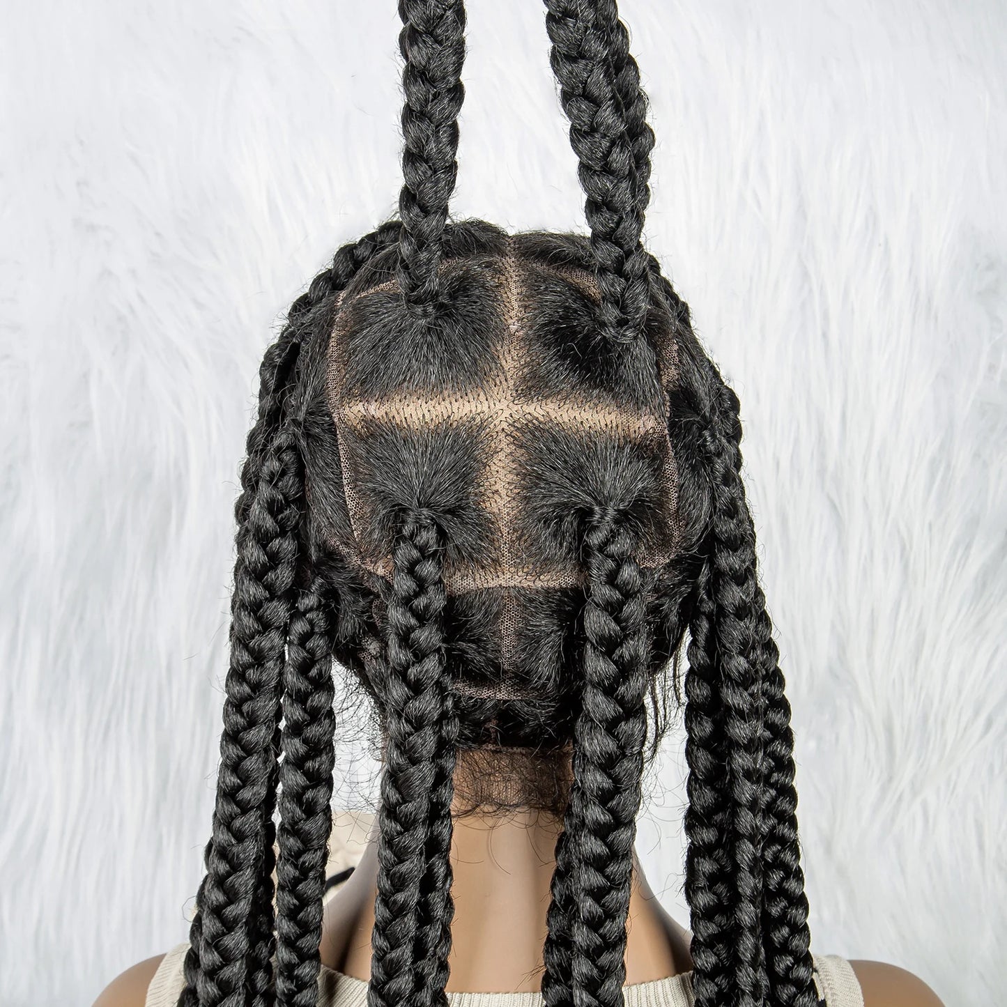 HD Full Lace Braided Wigs for Black Women Box Braids Synthetic Lace Front Wig Big Square Knotless Box Braids With Baby Hair