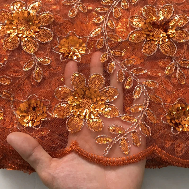 SJD LACE African Green Sequins Mesh Woman Lace Fabric High Quality 2025 Nigerian French Net Lace for Sewing Wedding Dresses 3735