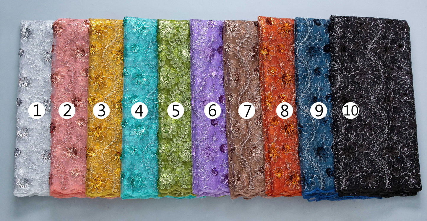 African Green Sequins Mesh Woman Lace Fabric High Quality 2025 Nigerian French Net Lace for Sewing Wedding Dresses 3735
