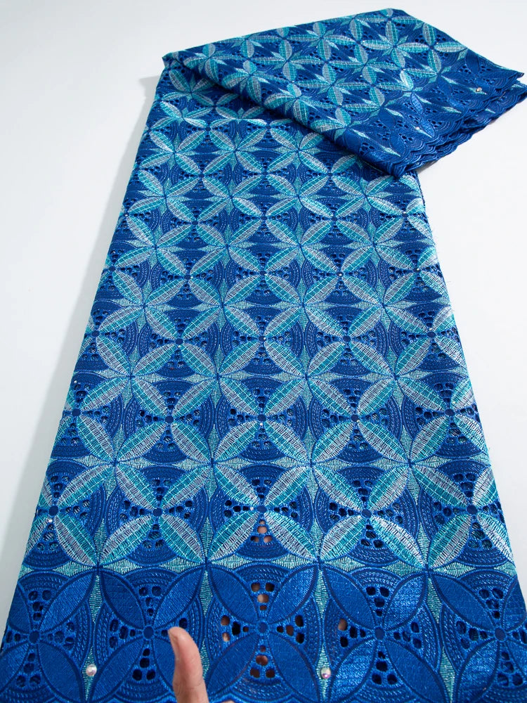 Kalume African Cotton Lace Fabric With Stones 2025 High Quality Embroidery Swiss Voile Lace In Switzerland For Dresses F4149