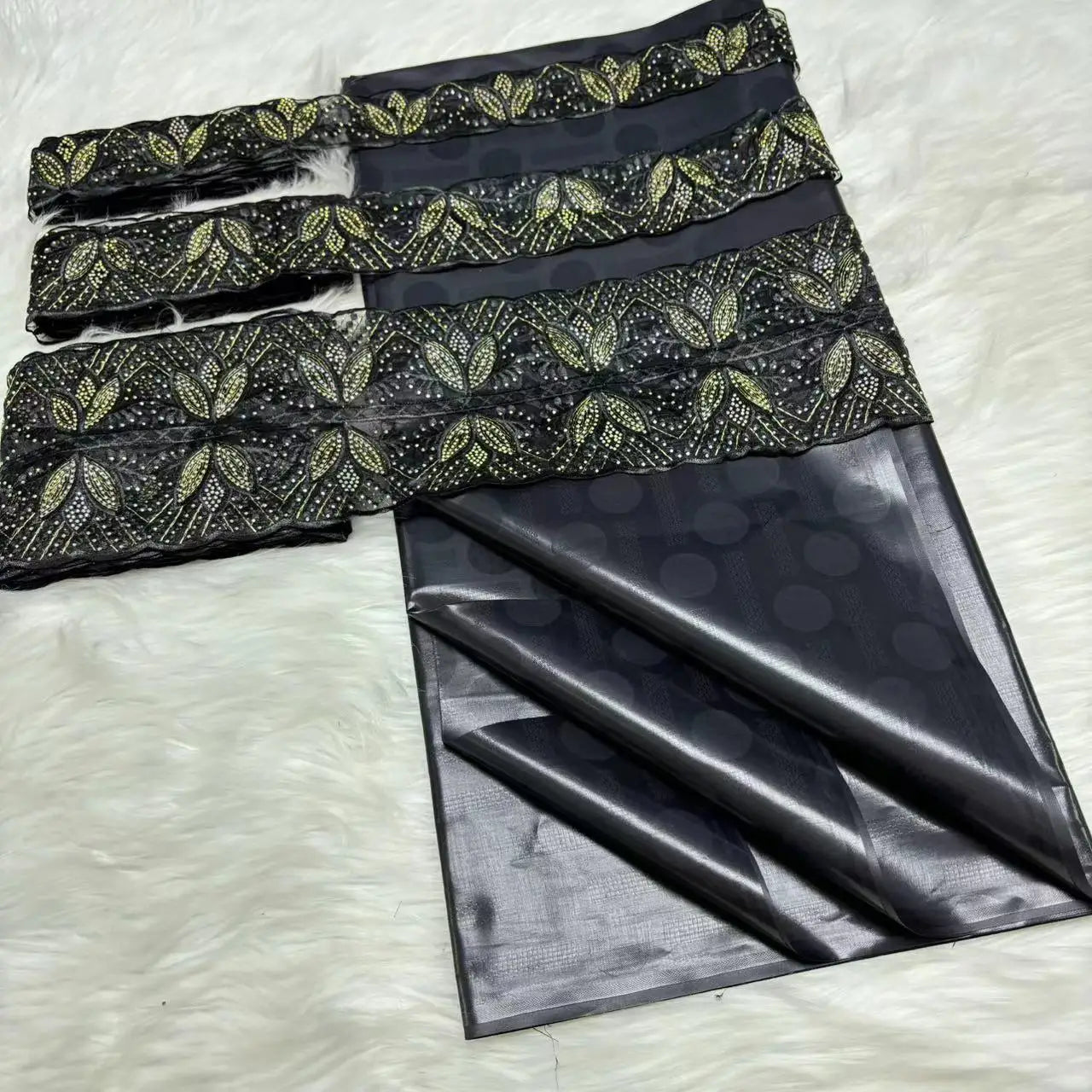 5 Yards/lot Perfume Bazin Riche Soft Brocade Fabric With 15 yards Lace Embroidered Trim Accessories Ribbon For Crafts Sewing