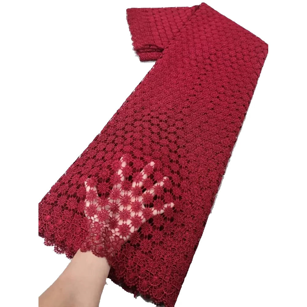 2025 Latest High Quality African Nigerian Water soluble  Damask Lace Fabric Embroidery Party Dress Sequins Cotton 5yards