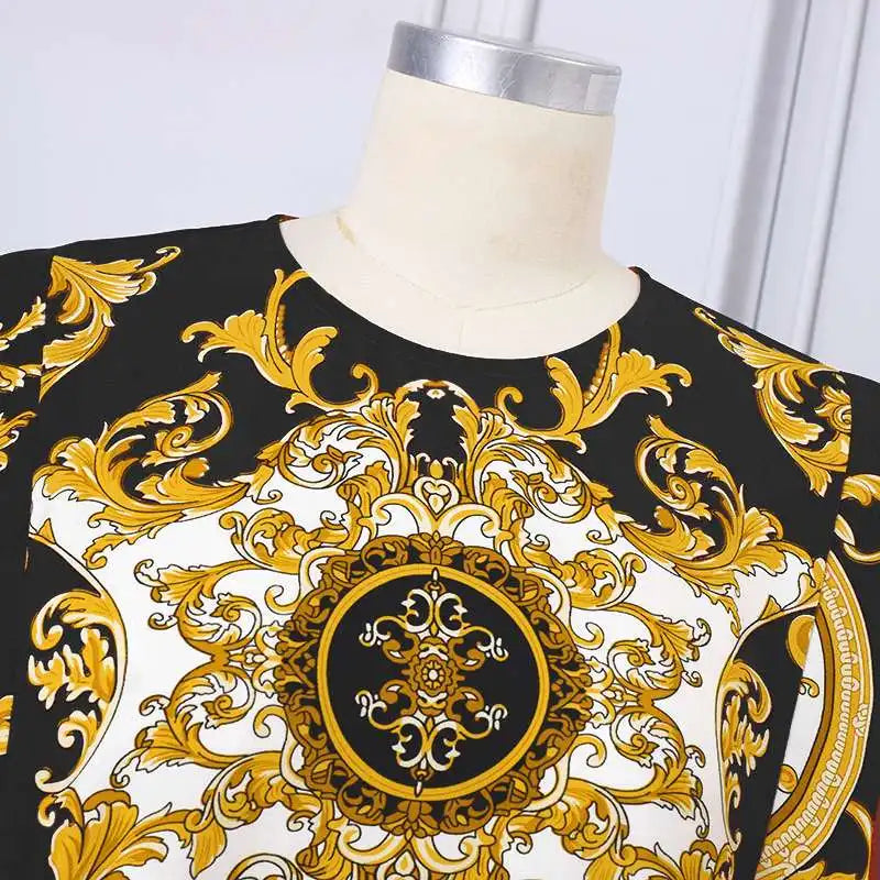 VONDA Plus Size 5XL Elegant Maxi Long Dress 2024 Fashion Satin Dress Sexy Printed Patchwork Bat-wing Sleeve Vestidos Ruffle Robe