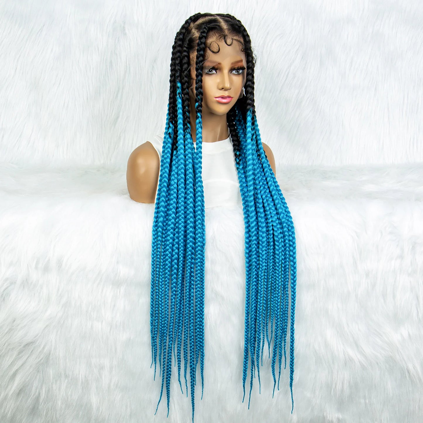 HD Full Lace Braided Wigs for Black Women Box Braids Synthetic Lace Front Wig Big Square Knotless Box Braids With Baby Hair