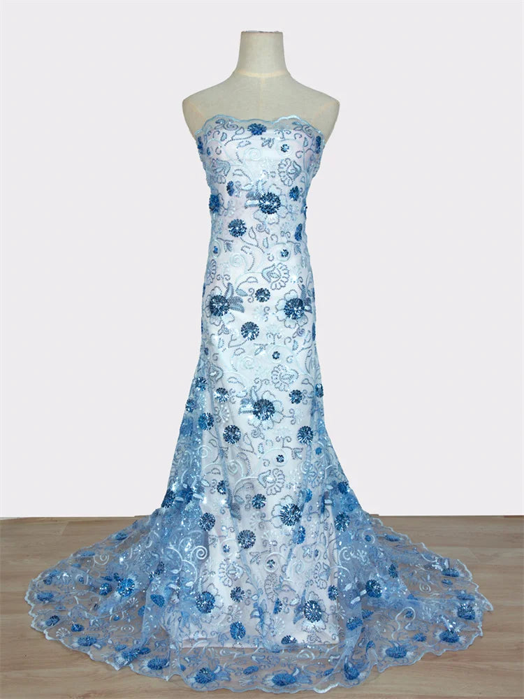 For Sewing Luxury Midi Party Dresses French Tulle Mesh Lace Newest Design African Nigerian Embroidered Lace Fabric,2.5yards 3846