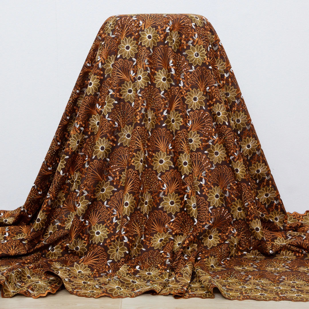 2024 African Cotton Lace Fabric High Quality Nigerian Stones Cotton Lace Fabric Swiss Voile Lace For Women Wedding Dress TY3806