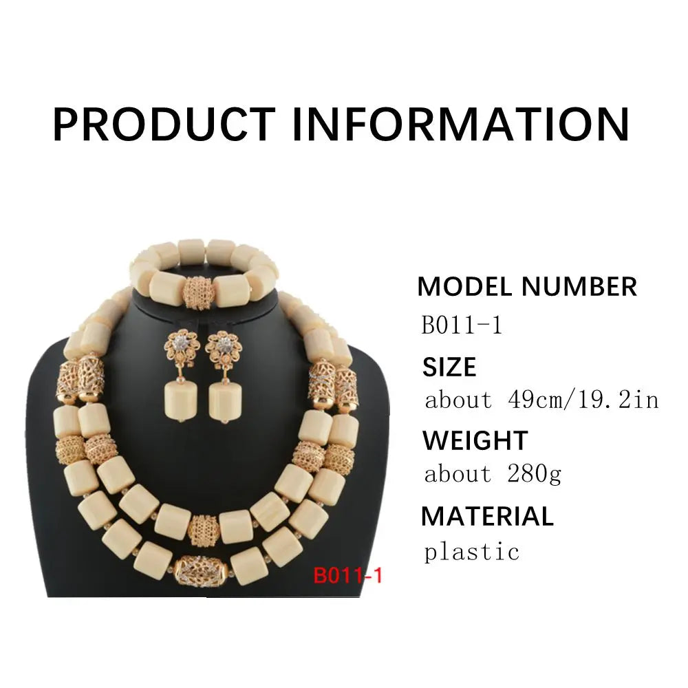 African Beads Wedding Necklace Set Artificial Coral Beads Jewelry Set Wholesale Nigeria Bride Wedding