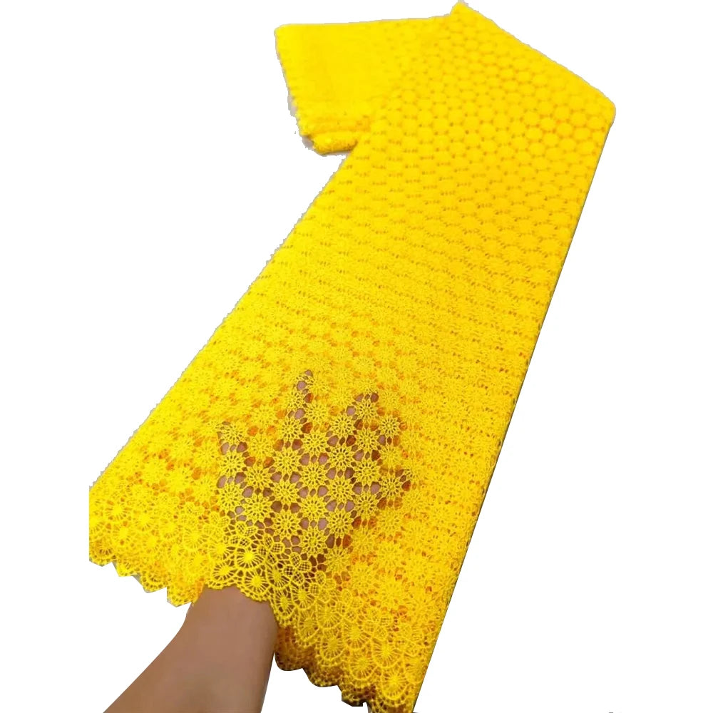 2025 Latest High Quality African Nigerian Water soluble  Damask Lace Fabric Embroidery Party Dress Sequins Cotton 5yards