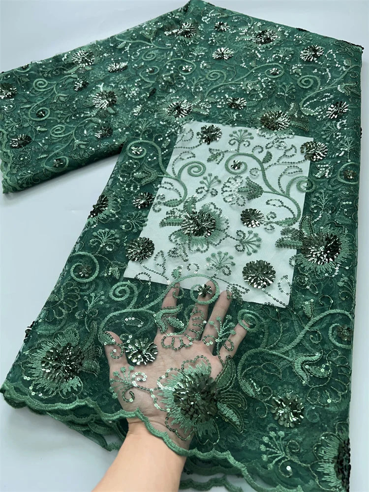 For Sewing Luxury Midi Party Dresses French Tulle Mesh Lace Newest Design African Nigerian Embroidered Lace Fabric,2.5yards 3846