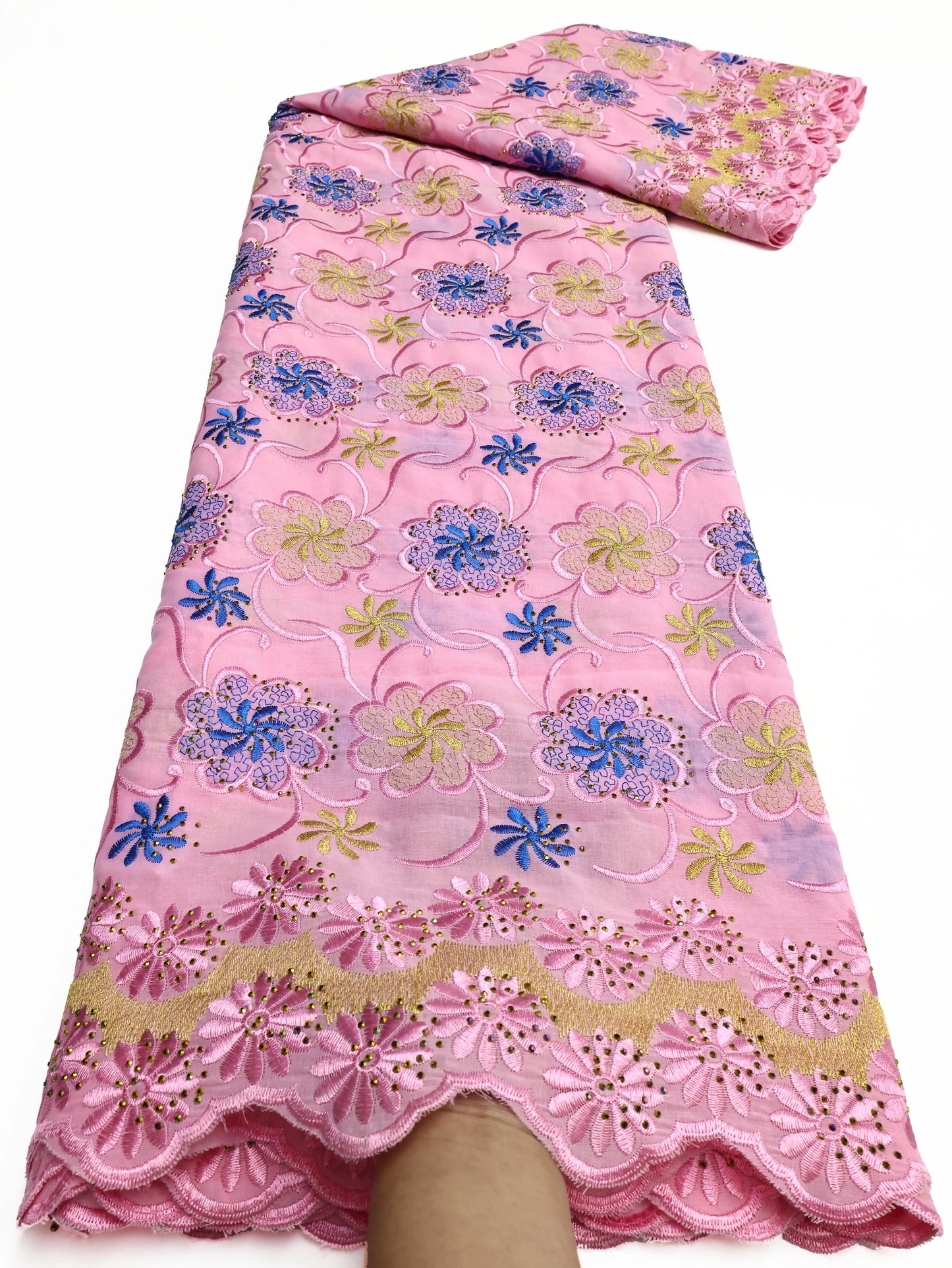 Latest 2025 High Quality African Nigerian Tulle Lace Fabric Cotton Damask Guipure Formal Prom Party Gown Dress 5Yards