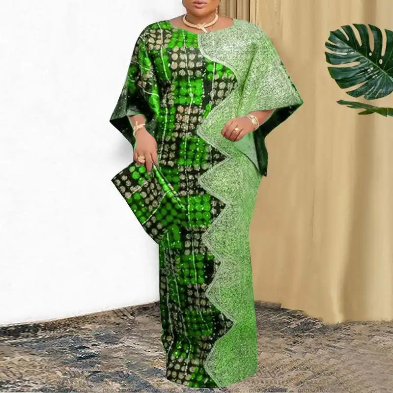 Plus Size VONDA Women Party Dress 2024 Bohemian Printing Sundress Casual Loose 3/4 Sleeve Robe Vintage Bat-wing Sleeve Vestidos