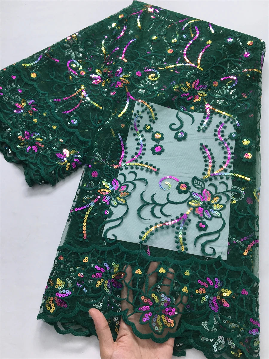 For Sewing Luxury Midi Party Dresses French Tulle Mesh Lace Newest Design African Nigerian Embroidered Lace Fabric,2.5yards 3846