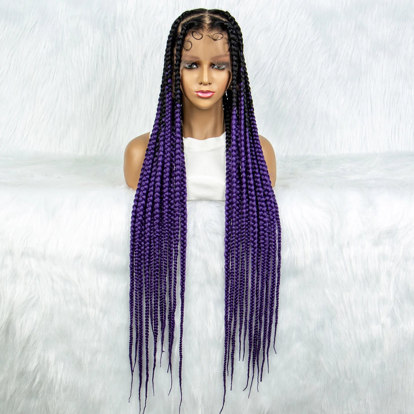 HD Full Lace Braided Wigs for Black Women Box Braids Synthetic Lace Front Wig Big Square Knotless Box Braids With Baby Hair