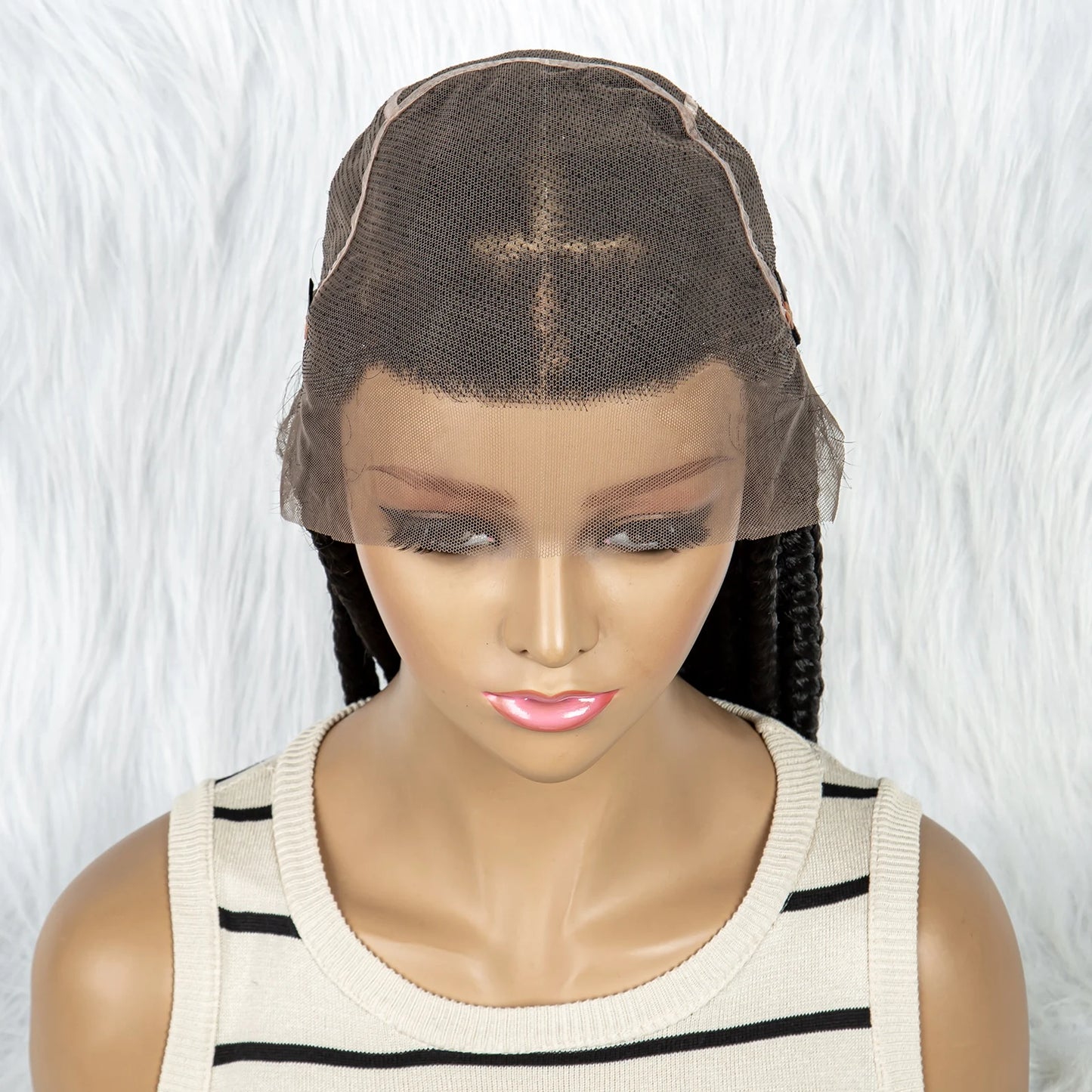 HD Full Lace Braided Wigs for Black Women Box Braids Synthetic Lace Front Wig Big Square Knotless Box Braids With Baby Hair