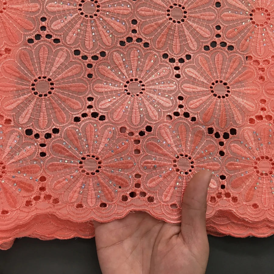 Nigerian Swiss Voile Cotton Fabric Lace African Lace Fabric with Stones Evening Party Dresses For Women High Quality2.5yards4200