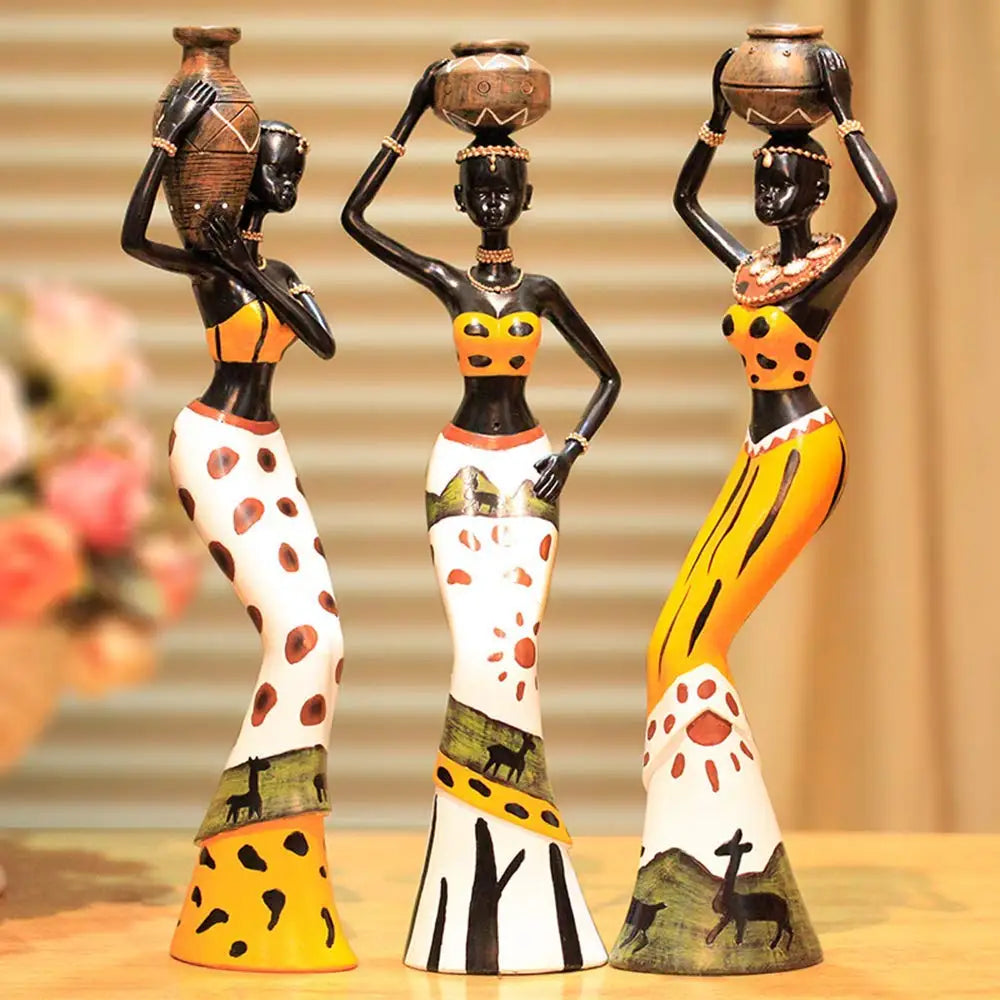 Vilead Resin African Women Statue Modern Art Figure Living Room Office Interior Decoration Accessories New Year Gifts