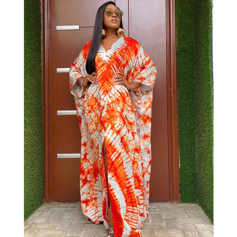 African Dresses for Women Hijab Kaftan Print Loose Boubou Robe Africa Clothes Ankara Dashiki Dubai Abaya Scarf Gown Caftan Dress