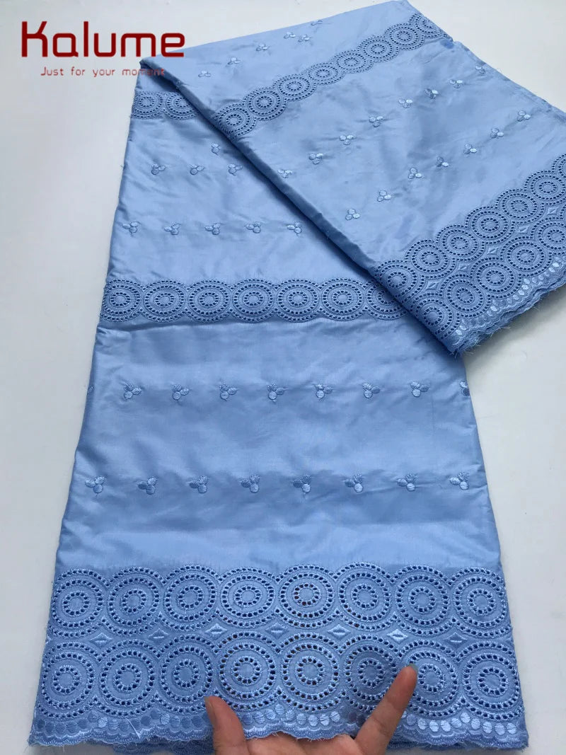 Luxury African Fabric Austria Cotton Polished Lace High Quality Atiku Fabric 5Yards For Men Traditional Robe Suit Material F4255