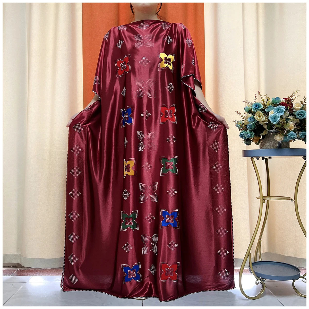 African Abaya For Women Kaftan islamic Clothing With Scarf African Women Dress Inlaid Mubarak Dubai Femme Luxury Muslim Dress