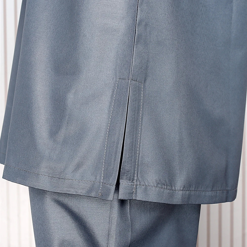 H&D South African Traditional Wear Formal Attire Bazin Riche Dashiki Gray Shirt Pants Robe Suit Agbada Men's wedding party 2024