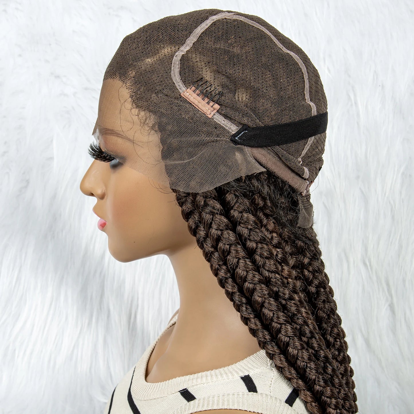 HD Full Lace Braided Wigs for Black Women Box Braids Synthetic Lace Front Wig Big Square Knotless Box Braids With Baby Hair