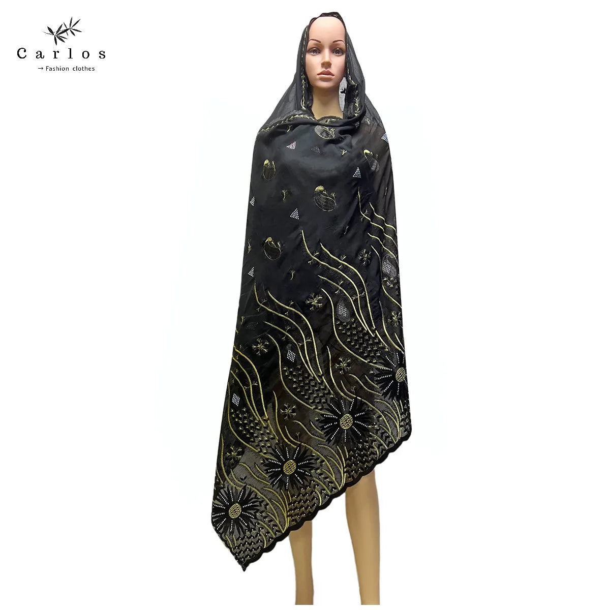 2024 New Muslim Women Turban Embroidery Soft Dubai Cotton Scarf Islamic Pray Instant Shawls Fashion Head Scarf Headwraps Sc-34