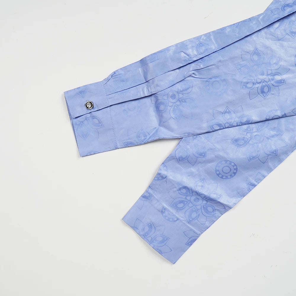 African Clothes Embroidery Blue Gown Plus Size For Men Elegant Party Wedding Thobe 3 PC Top and Pants Suits Set Daily Wear 2025