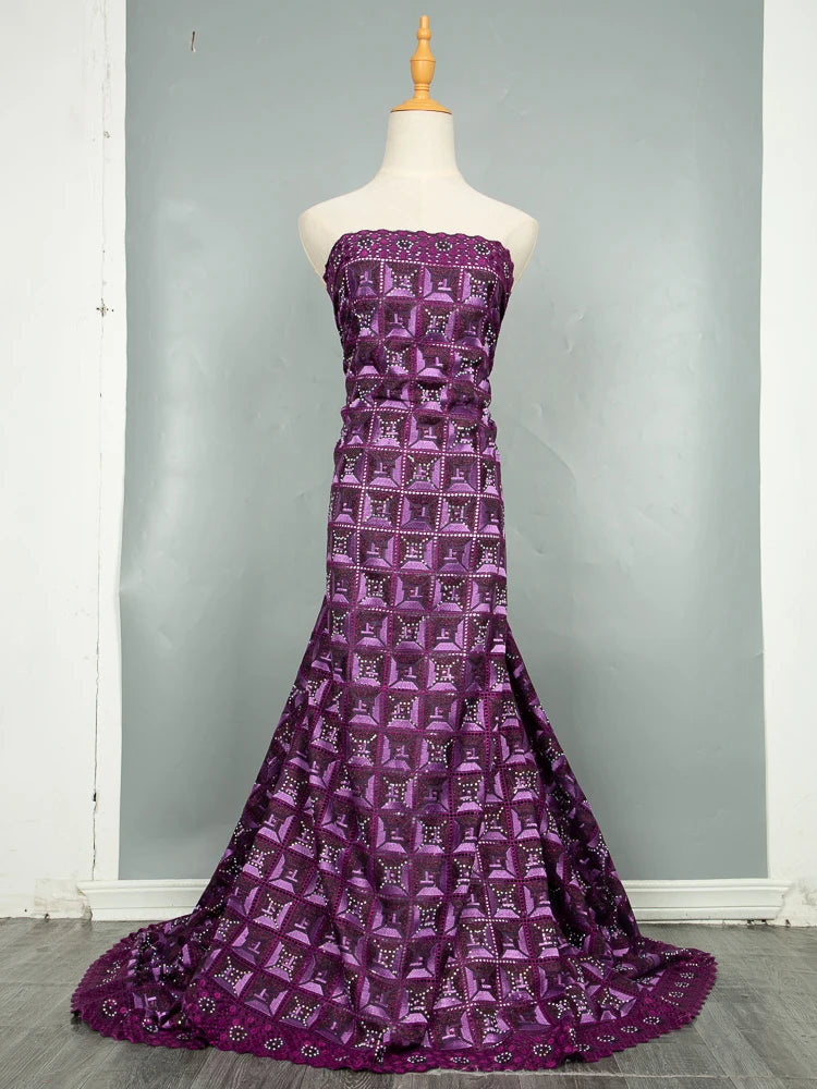 Kalume African Cotton Lace Fabric With Stones 2025 High Quality Embroidery Swiss Voile Lace In Switzerland For Dresses F4149