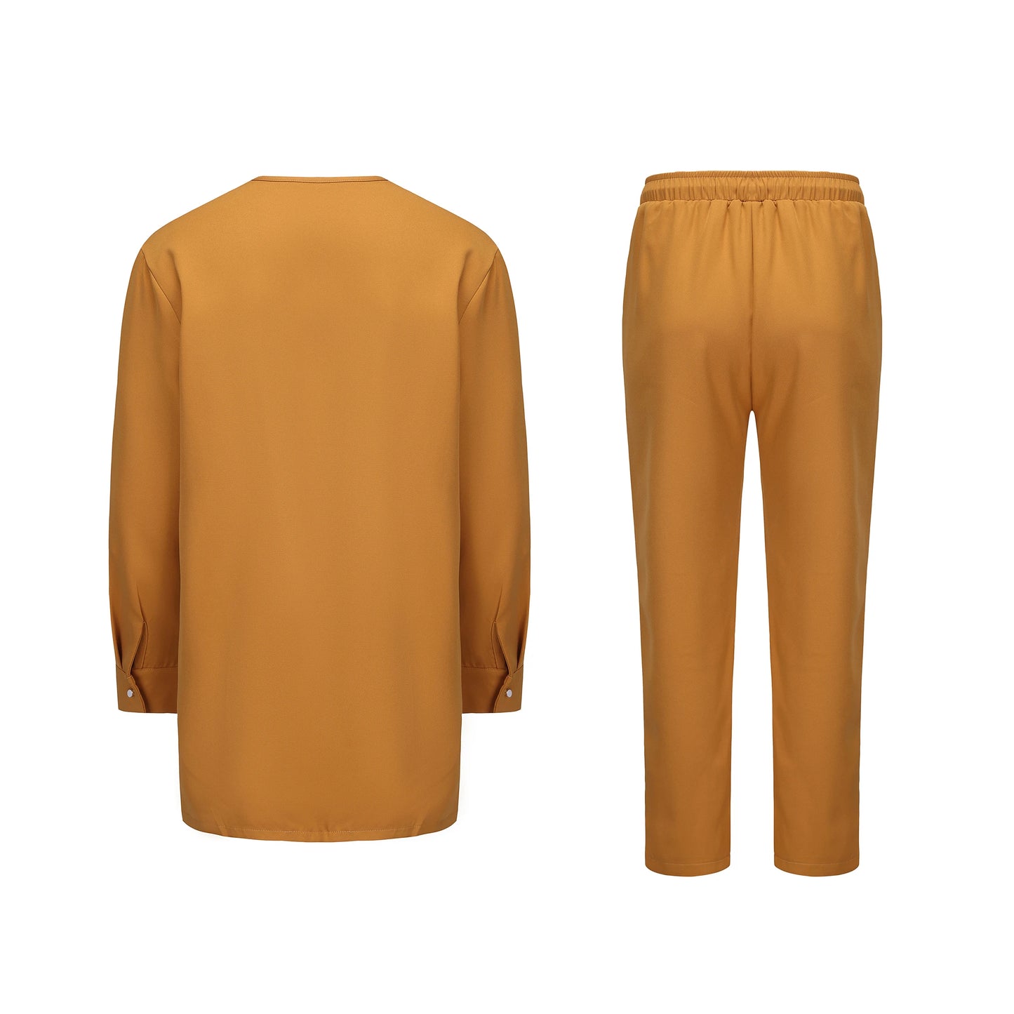 Dashiki Men Clothing 2 Pieces Long Sleeve Outfit African Clothes For Men Solid Color Casual Riche Shirt Pant Full Men‘s Suits