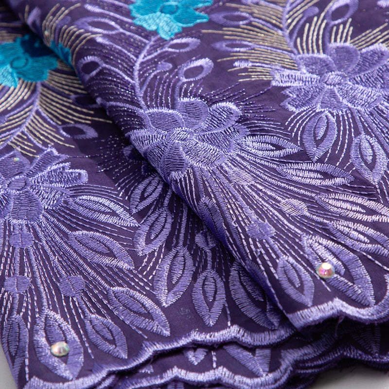 2024 African Cotton Lace Fabric High Quality Nigerian Stones Cotton Lace Fabric Swiss Voile Lace For Women Wedding Dress TY3806