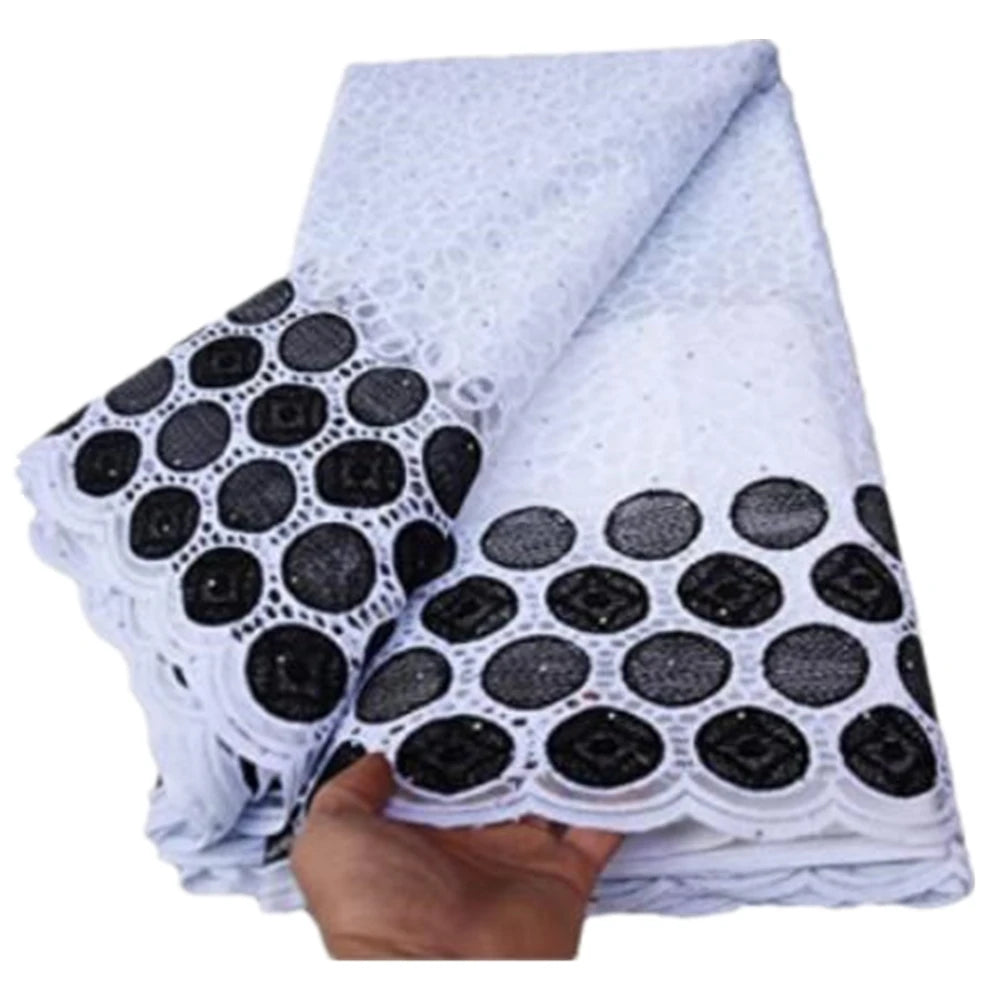 White And Black Lace Fabric Hot Selling African Tulle Lace Fabric 5 Yards Nigerian Lace For Wwomen Dress