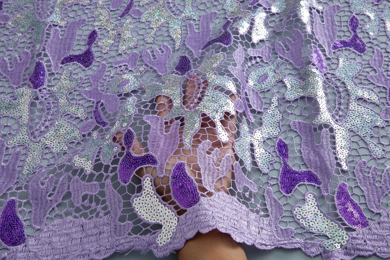 Kalume African Sequins Lace Fabric 2025 High Quality Material Nigerian Guipure Cord Lace Fabric for Party Dress Sewing F4058