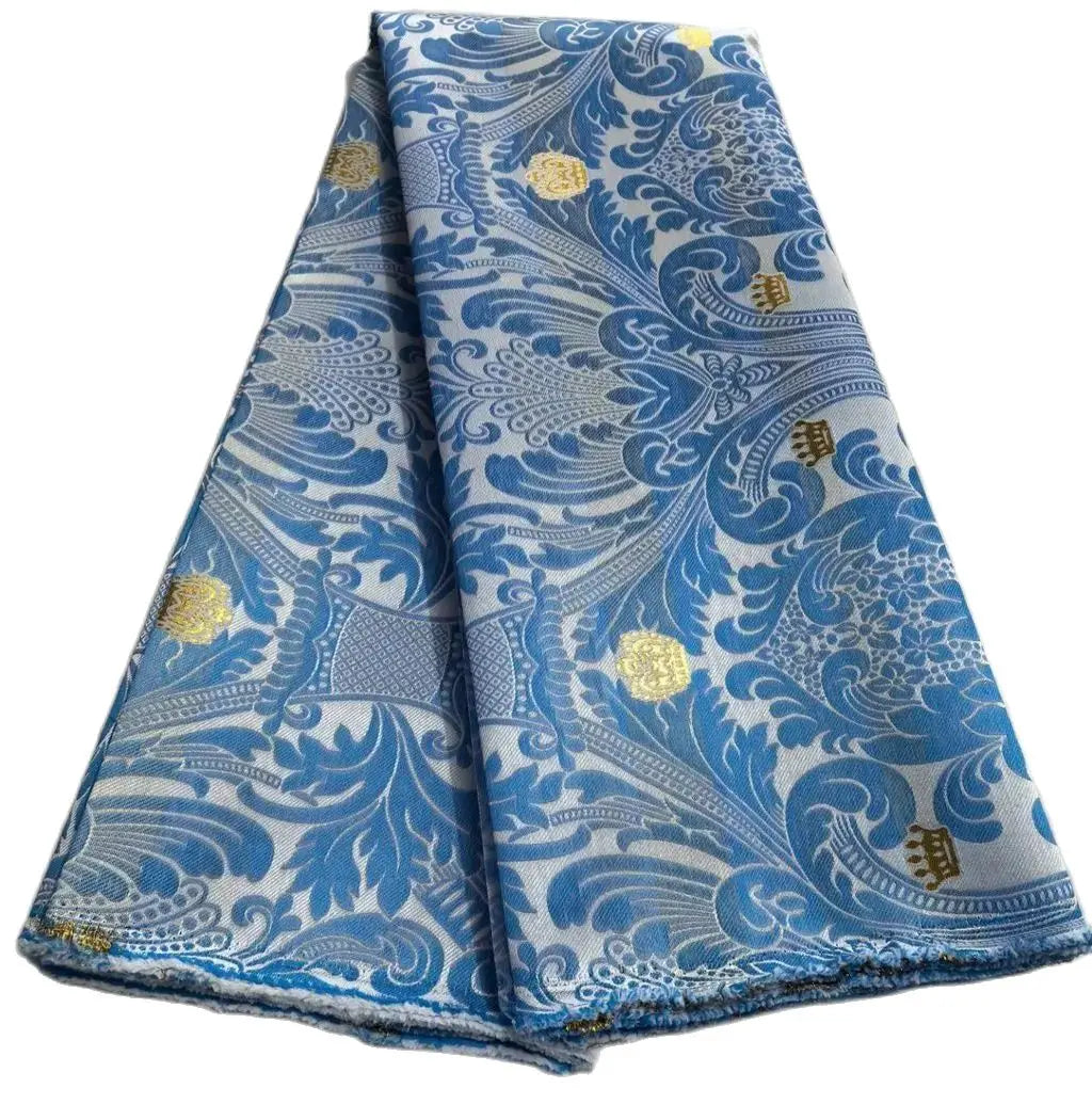 African Thick Damask Lace Fabric 2.5Yard Or 5Yards 2025 Jacquard Brocade Fabrics DIY Sew For Nigeria Women Headtie Aso obi Dress