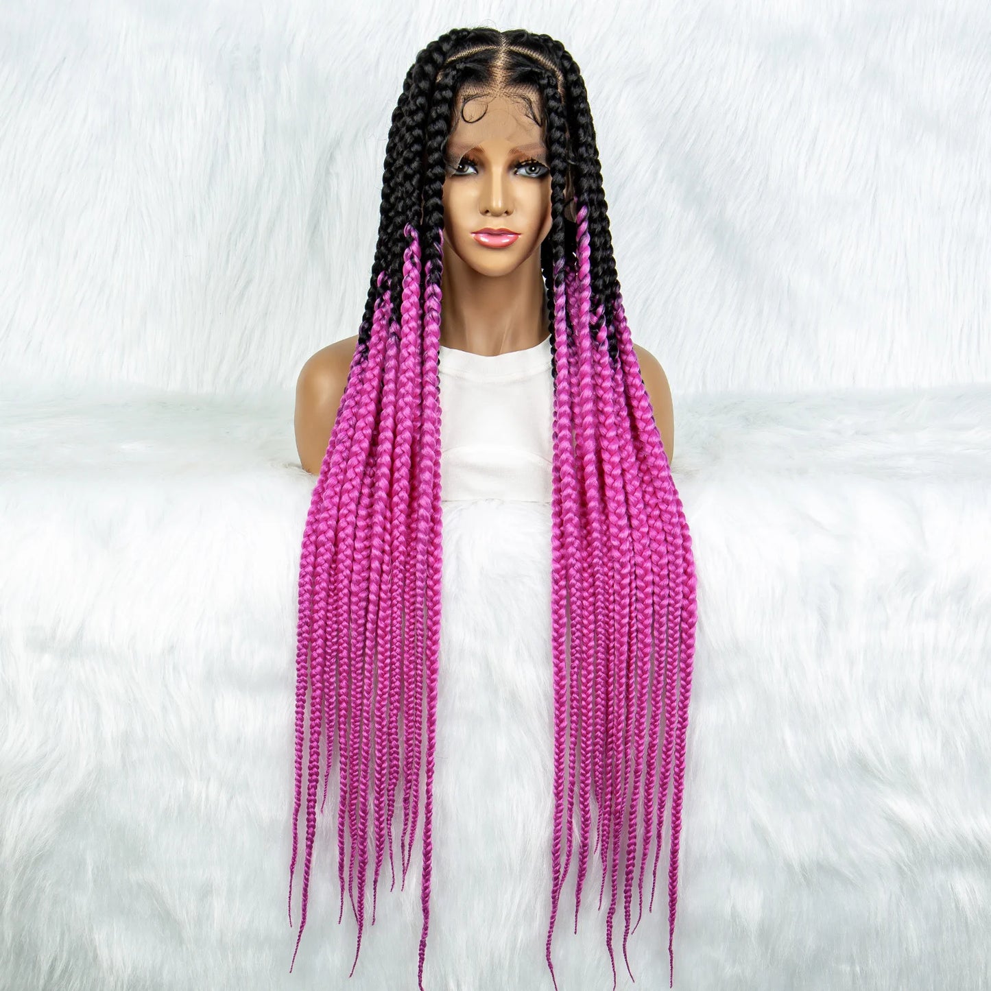 HD Full Lace Braided Wigs for Black Women Box Braids Synthetic Lace Front Wig Big Square Knotless Box Braids With Baby Hair