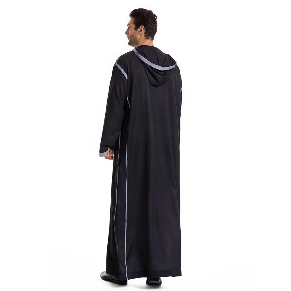 Men Abaya Muslim Dubai Saudi Long Dress Eid Hooded Jubba Thobe Islamic Clothing Moroccan Djellaba Caftan Kaftan Arabic Robe Gown