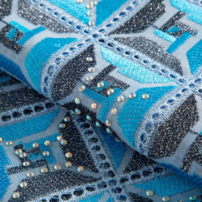 Kalume African Cotton Lace Fabric With Stones 2025 High Quality Embroidery Swiss Voile Lace In Switzerland For Dresses F4149
