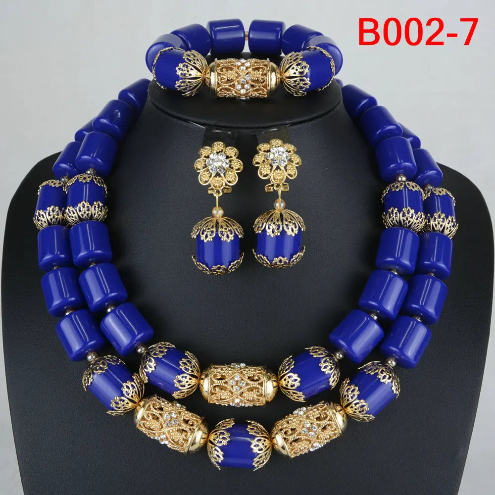 Luxury Dubai Artificial Coral Necklace Set Nigerian Wedding African Beads Jewelry Set Accessor