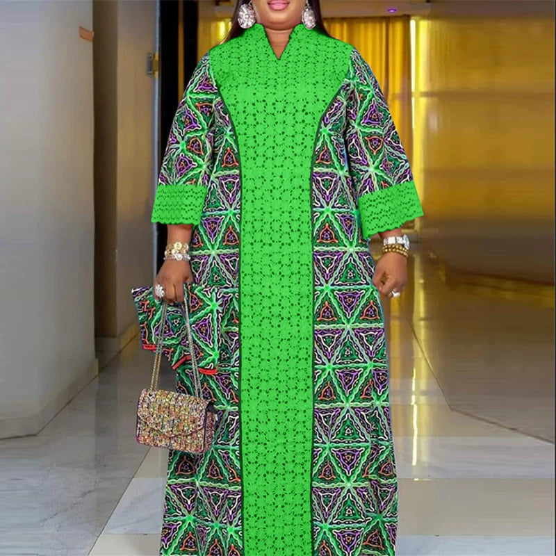 Women Floral Printed Maxi Dress 2025 VONDA Autumn Long Sleeve Loose Long Robe Bohemian Vestidos Oversize V-neck Sundress Baggy