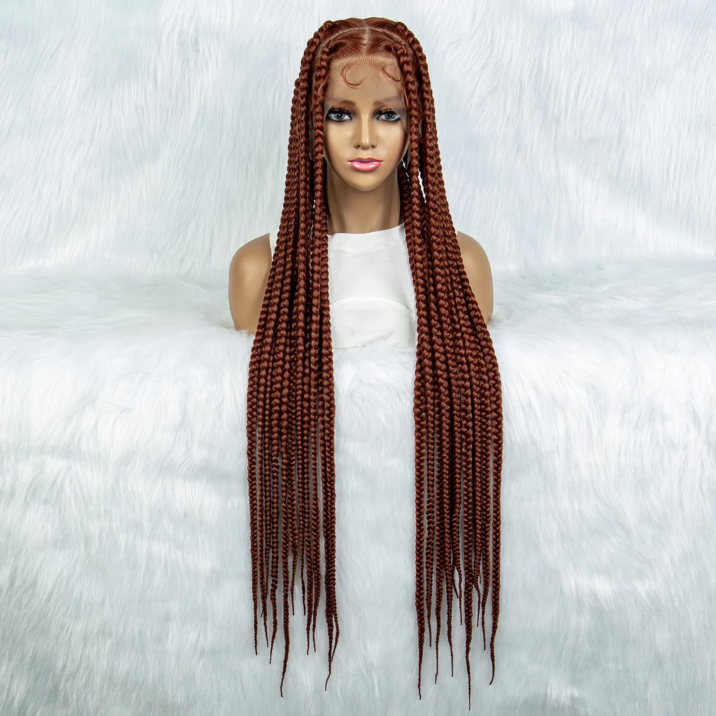 HD Full Lace Braided Wigs for Black Women Box Braids Synthetic Lace Front Wig Big Square Knotless Box Braids With Baby Hair